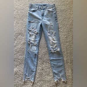 Destressed women’s jeans
